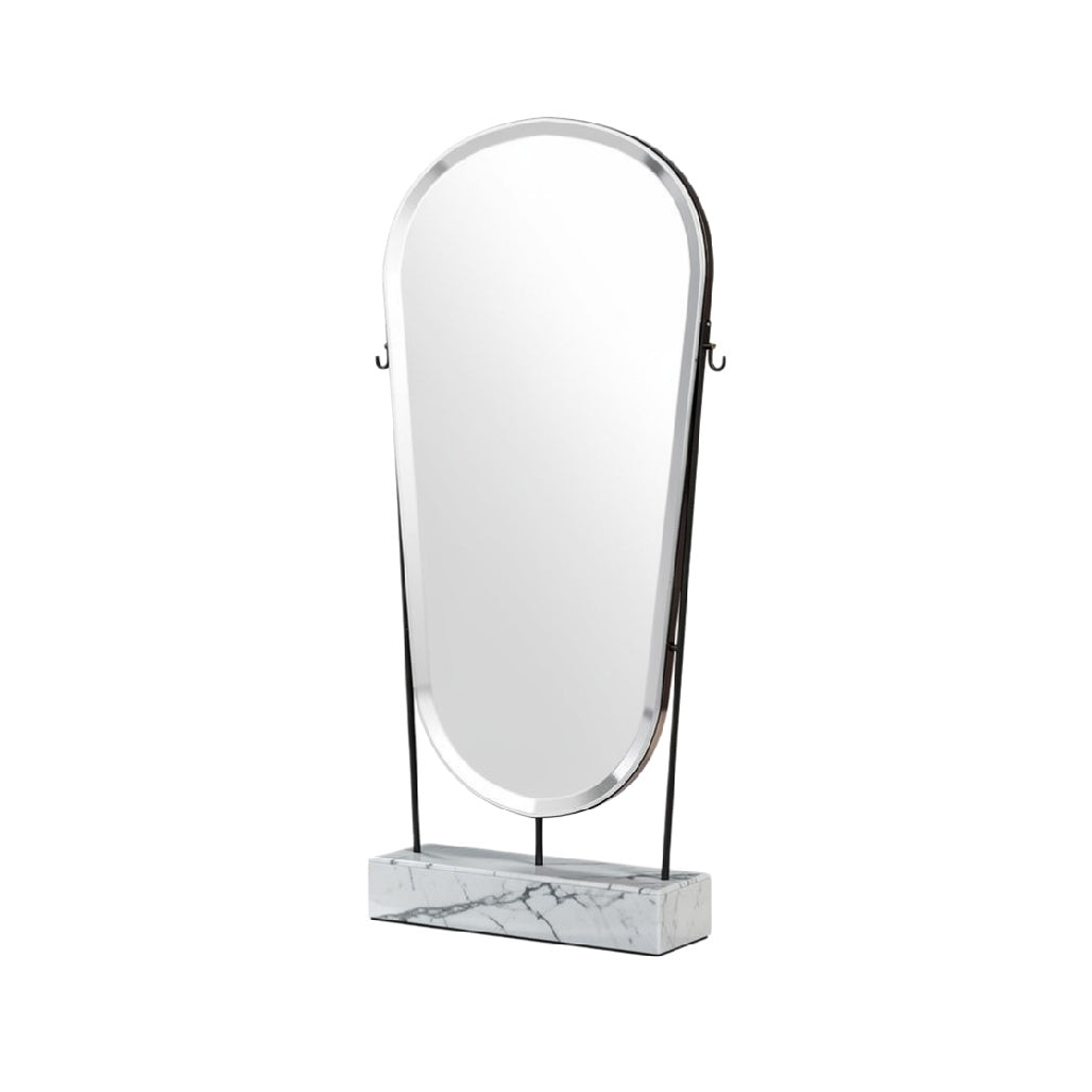 Modern Freestanding Oval Mirror with Marble Base